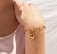 Load image into Gallery viewer, 18K Gold Paperclip Carabiner Bracelet