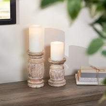 Load image into Gallery viewer, Whitewashed Candle Holder Set