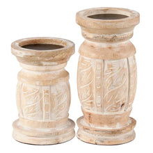 Load image into Gallery viewer, Whitewashed Candle Holder Set