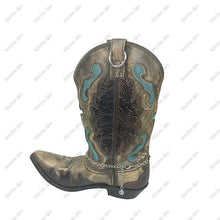 Load image into Gallery viewer, BOT251230-01                Silver metal chain with blue turquoise stone western style Boot chain

