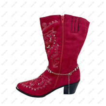 Load image into Gallery viewer, BOT160903-04             13 Inches long silver metal with clear crystal cross chain boot chain
