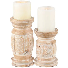 Load image into Gallery viewer, Whitewashed Candle Holder Set
