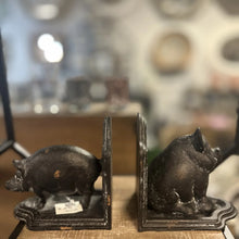 Load image into Gallery viewer, Cast Iron Pig Bookend in Black Rustic Finish-Set 2
