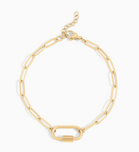 Load image into Gallery viewer, 18K Gold Paperclip Carabiner Bracelet
