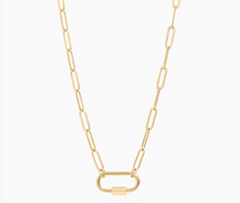 Load image into Gallery viewer, 18K Gold Paperclip Carabiner Necklace
