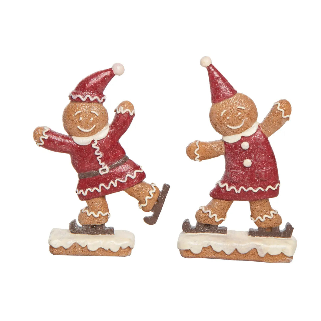 Ice Skating Gingerbread Decor Set 2