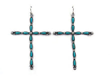 Load image into Gallery viewer, Western Turquoise Cross Earring: TURQUOISE
