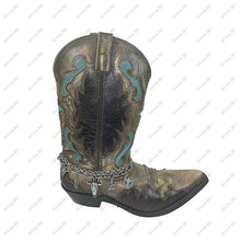 Load image into Gallery viewer, BOT251230-01                Silver metal chain with blue turquoise stone western style Boot chain
