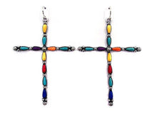 Load image into Gallery viewer, Western Turquoise Cross Earring: TURQUOISE
